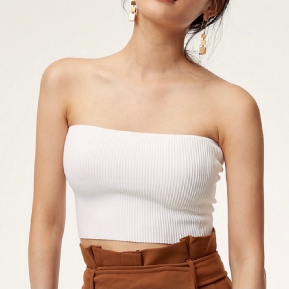 Aritzia Babaton Essamba Tube ribbed Top cream white 2XL